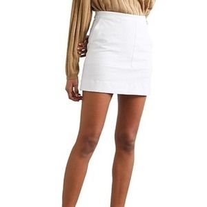 Alex Mill Solid White Stretch Denim A-Line Side Zip Mini Skirt Size 2